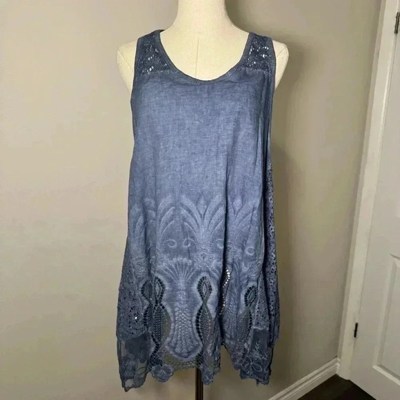 Italian design sequins eyelet dress/tunic  Size 12 artsy boho - Picture 2 of 5